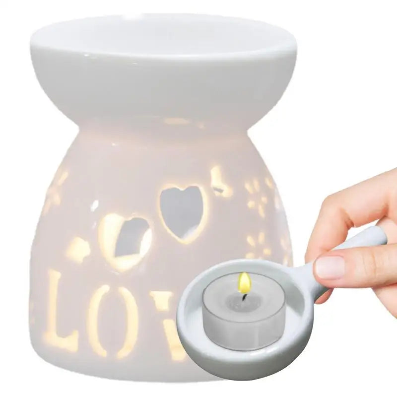 Wax Melt Essential Oil Burner Ceramic Candle Holder White Hollow Design Aromatherapy Tarts Assorted Wax Scented Candle Warmer