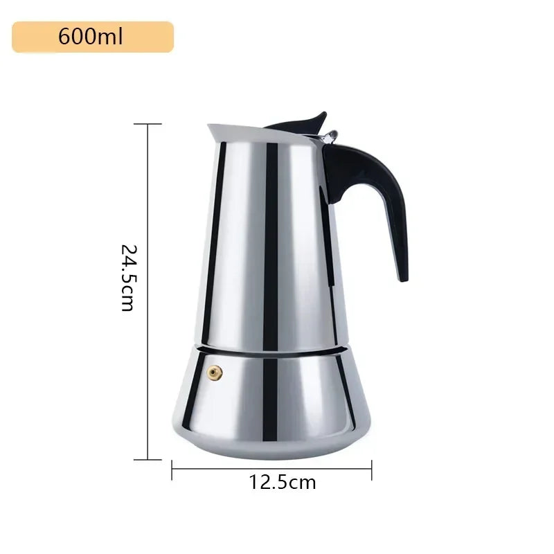 600ml Mocha Espresso Latte Stovetop Filter Stainless Steel Coffee Pot for Barista Moka Coffee Maker Coffee Maker Pot Coffee Pot