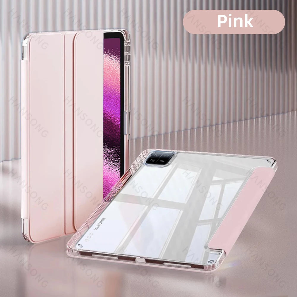 For Mi Pad Case for Xiaomi Mi Pad 5 & 5 Pro 11 inch HD Transparent Case for Mi Pad 6 & 6 Pro 11 inch with Awake / Sleep Cover - KIMLUD