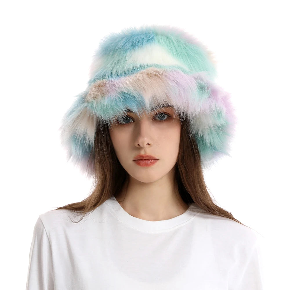 KIMLUD, 2024 New Winter Warm Faux Fur Bucket Hats For Women Outdoor Caps Soft Fleece Fisherman Cap Fluffy Earwarmer Ski Vacation Hats, color 2 / Adjustable, KIMLUD APPAREL - Womens Clothes