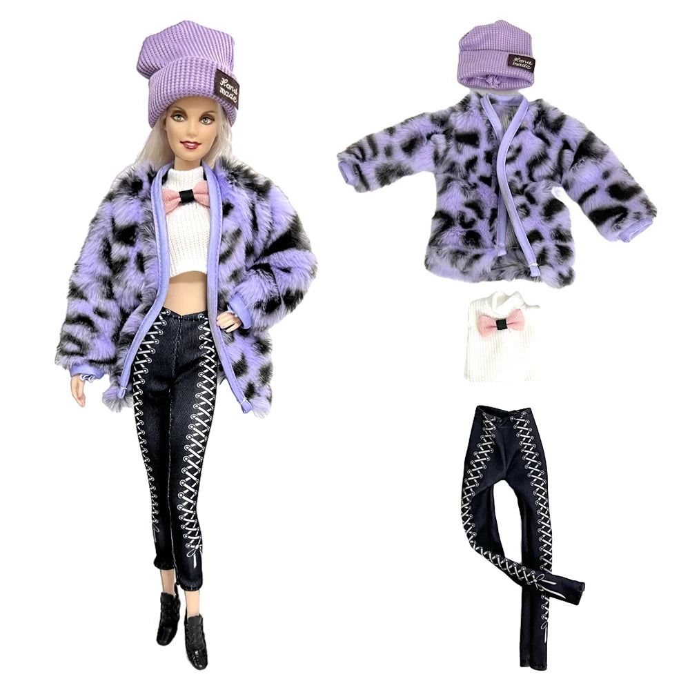 KIMLUD, NK New Outfit  For 1/6 FR Doll Clothes Dress Fashion  Fur  Coat Top Pants Clothing For Barbie Doll Clothes Doll Accessories JJ, KIMLUD Womens Clothes