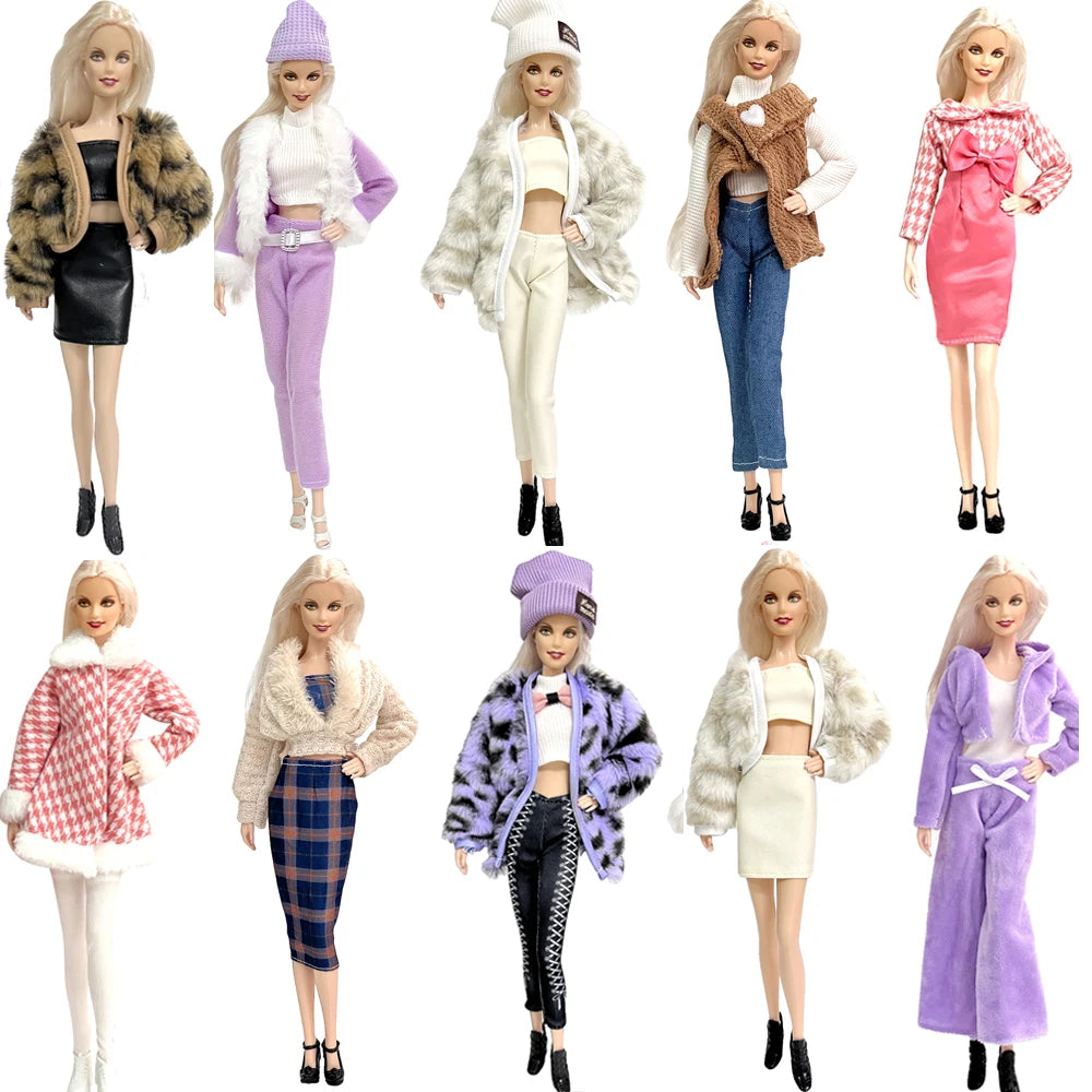 KIMLUD, NK New Outfit  For 1/6 FR Doll Clothes Dress Fashion  Fur  Coat Top Pants Clothing For Barbie Doll Clothes Doll Accessories JJ, KIMLUD Womens Clothes