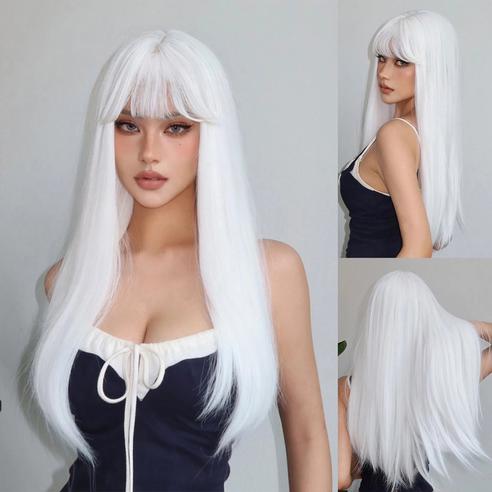 KIMLUD, Blonde Golden Synthetic Wigs Long Straight Hair Natural Wig for Women Middle Part Wigs Cosplay Party Heat Resistant Fake Hair, WL1170-1 / CHINA, KIMLUD APPAREL - Womens Clothes