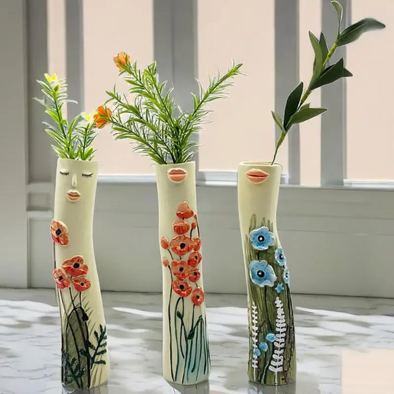 KIMLUD, Family Flower Vases Family Bud Vases Boho Flower Plant Holder Cute Girls Face Vase Family Vase Ornament Romantic Decorative, KIMLUD Womens Clothes