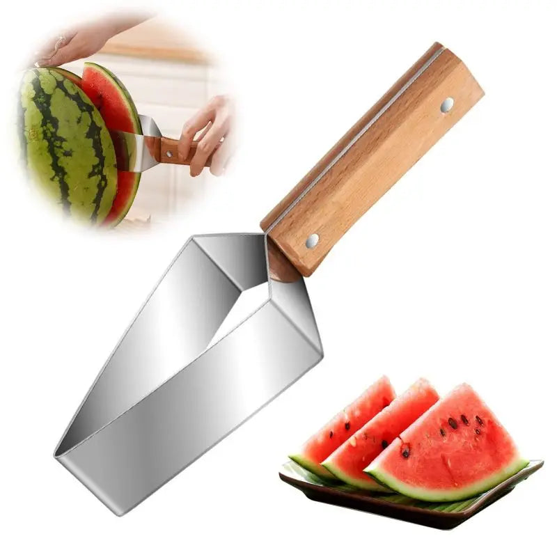 Watermelon Slicer Stainless Steel Color Non-slip Plastic Wrap Handle Not Hurt Hands Cantaloupe Kitchen Fruit Cutting Tool