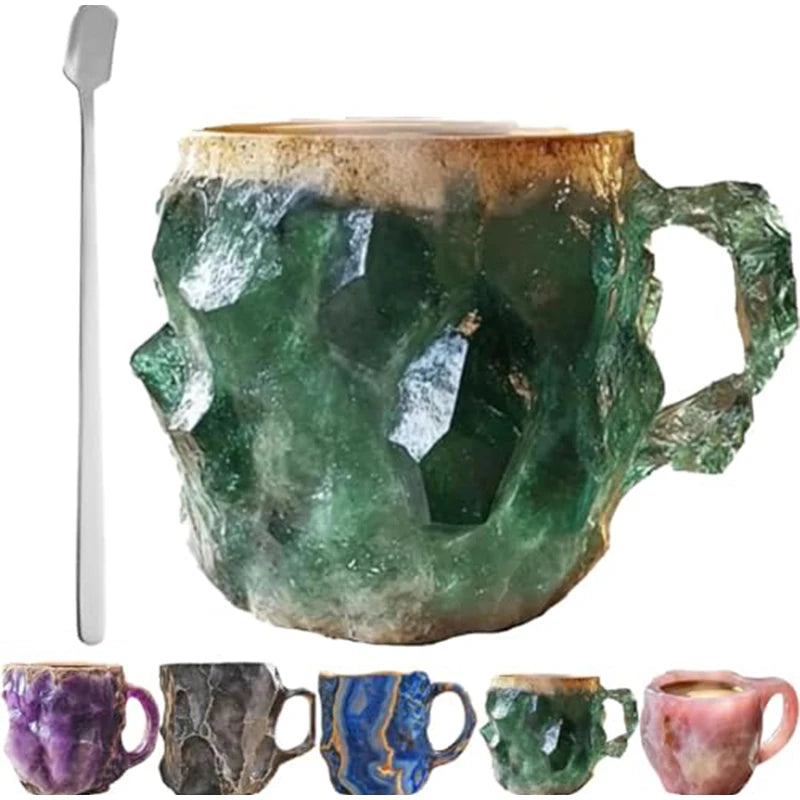 New Mineral Crystal Coffee Mugs Elegant Luxury Mineral Large Capacity Drinkware Tea Cup Ware Resin Gift Household Necessities