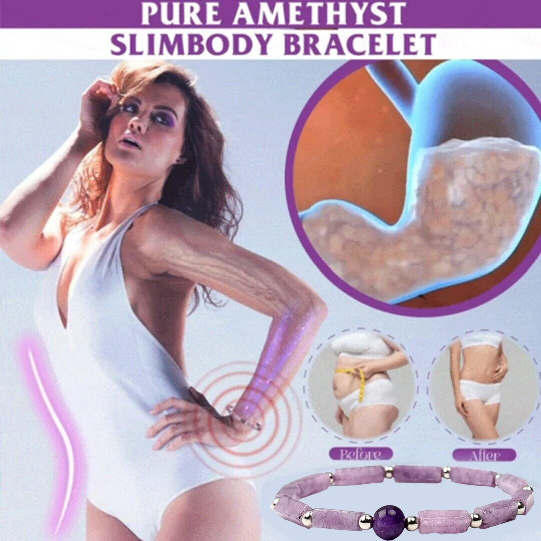 KIMLUD, Natural Amethyst Body-purify Slimming Bracelet Stone Energy Yoga Bracelets for Women Weight Loss Bracelet Fatigue Relief Healing, KIMLUD Womens Clothes