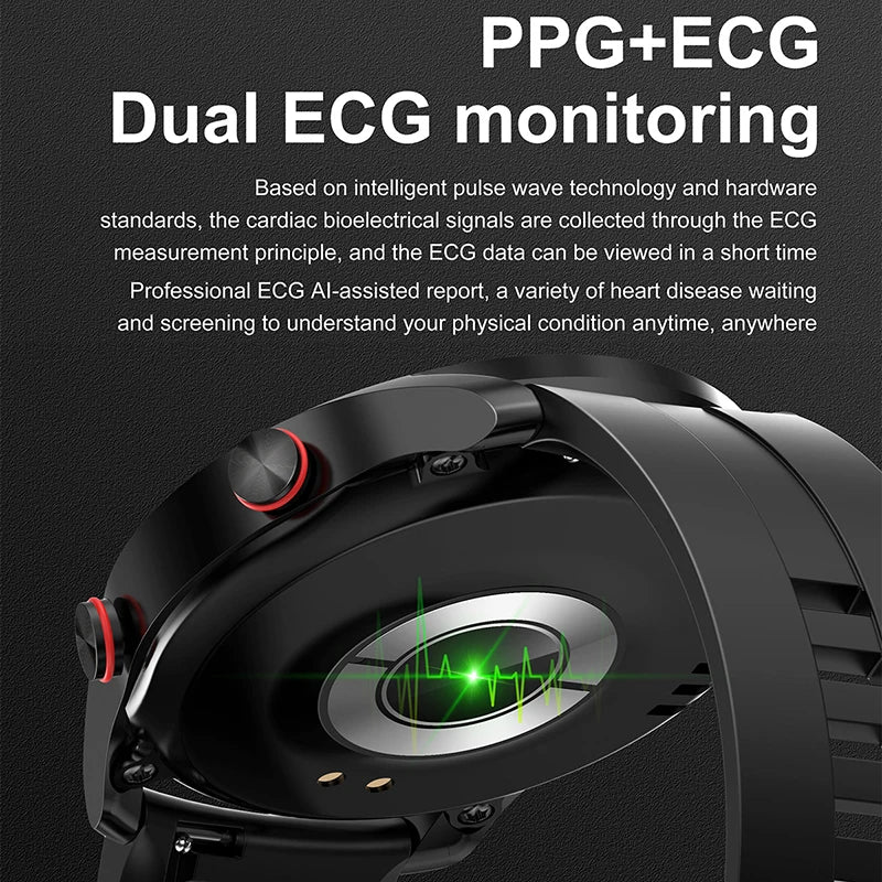 ECG+PPG Bluetooth Call Smart Watch Men Laser Health Blood Pressure Fitnes Sports Watches Man Sports Waterproof Smartwatch+Box