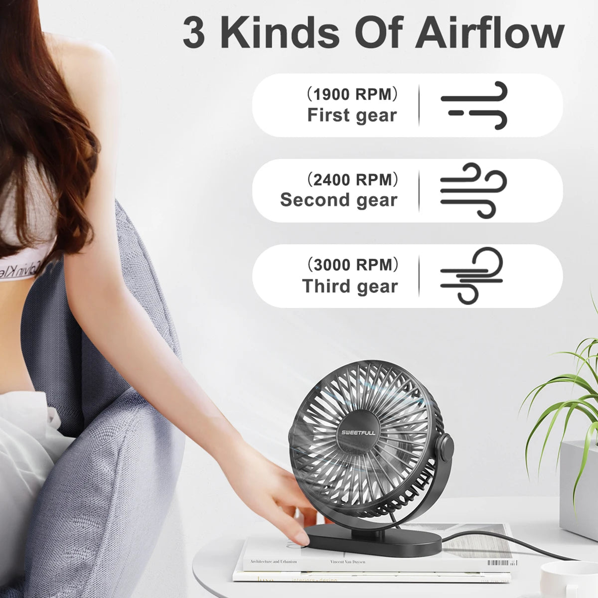 Mini USB Desktop Fan Portable Hook up Fan Desktop Office USB Quiet Cooling Fans Three Speed Adjustment Suitable For Home Office