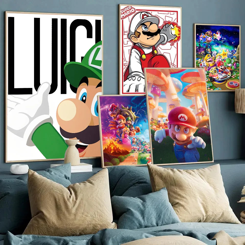 1pc Anime Game Plumber Uncle Mushroom M-Marios Poster Stickers Art Wall Murals Decor Game - KIMLUD