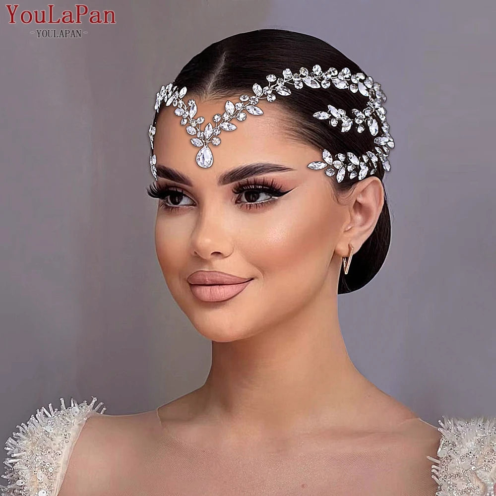 YouLaPan Bride Forehead Headband Sparkling Rhinestone Headpieces For Wedding Women Prom Party Head Jewelry Accessories HP599