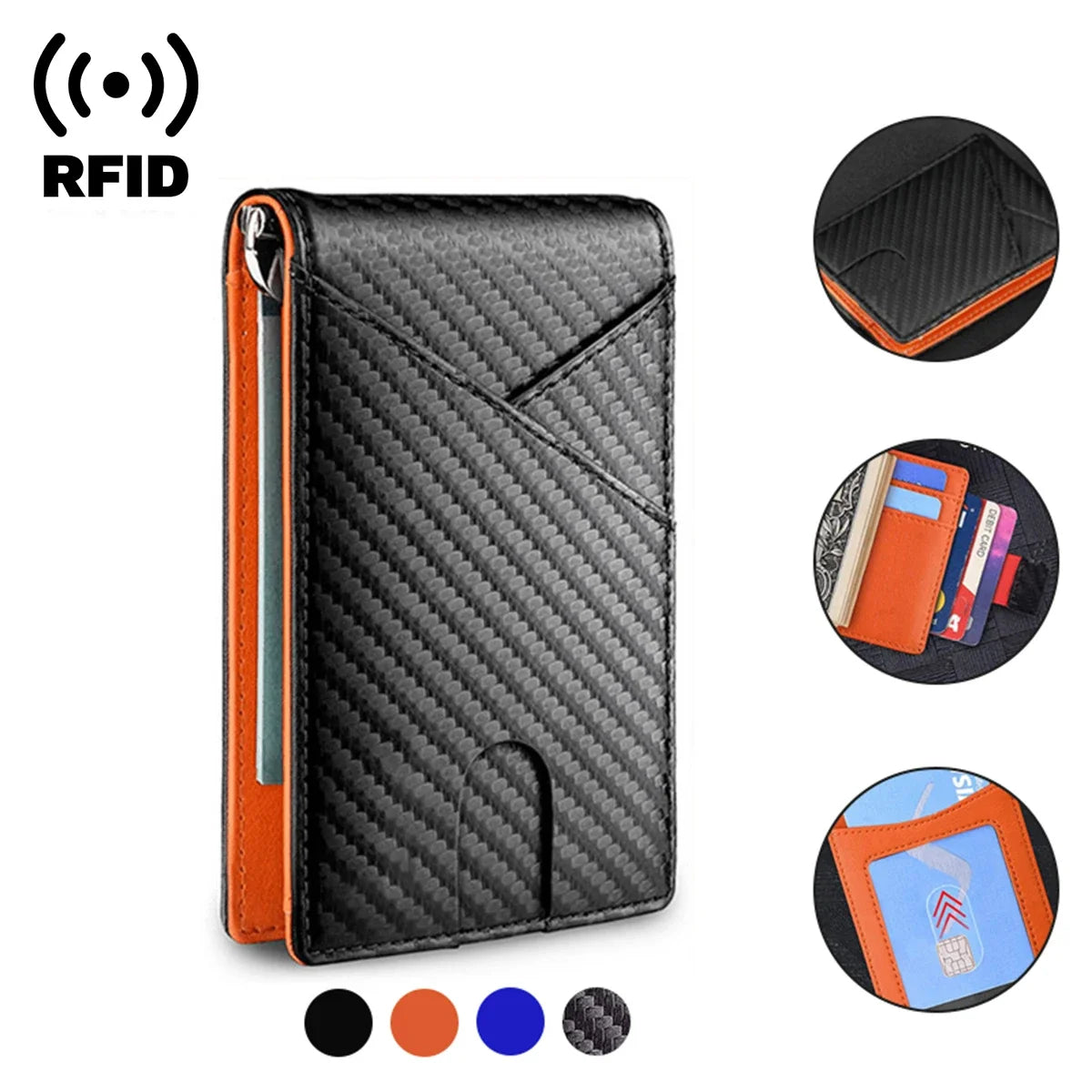 KIMLUD, Carbon Fiber Rfid Men Wallets Money Bag Slim Thin Card Man Wallet Luxury Male Small Short Purse Bi-fold Vallet Billfold, KIMLUD Womens Clothes