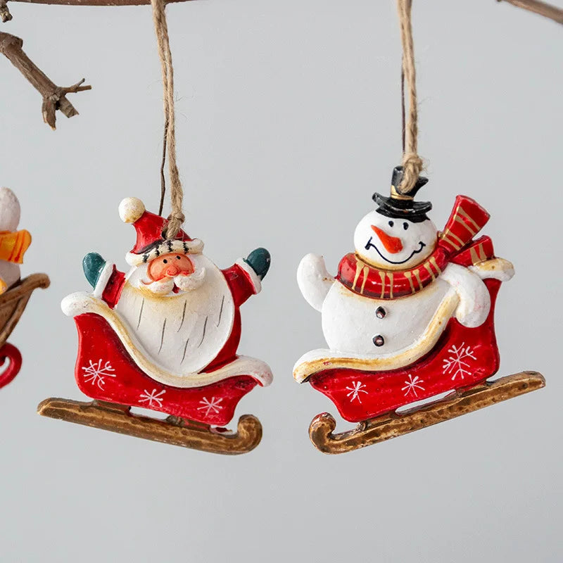 Christmas Santa Snowman Gingerbread Man Resin Pendant Christmas Tree Decoration Ornaments DIY Kids Toys Noel Navidad Kerst 2023