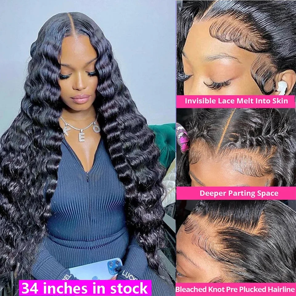 Loose Deep Wave 13x4 Lace Front Human Hair Wig Brazilian Glueless Wigs For Women 4x4 Human Hair Lace Frontal Wig Pre Plucked ﻿