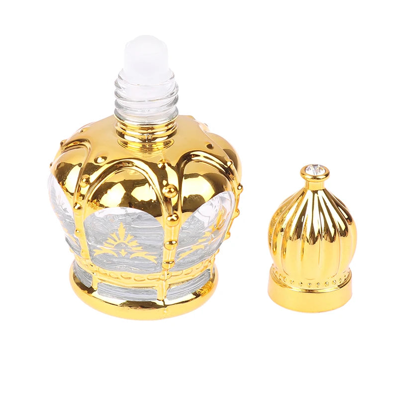 16ml Gold Arabic Crystal Essential Oil Bottles Attar Oud Glass Perfume Bottles with Glass Roll-on Essential Oil Bottle Travel