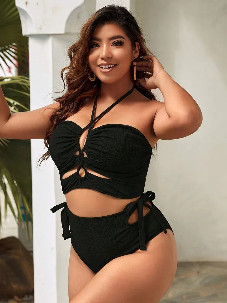 2023 Balck Bikini Swimsuit Women Plus Size Swimwear Female High Waist Bathers Bathing Swimming Swim Suit Beachwear