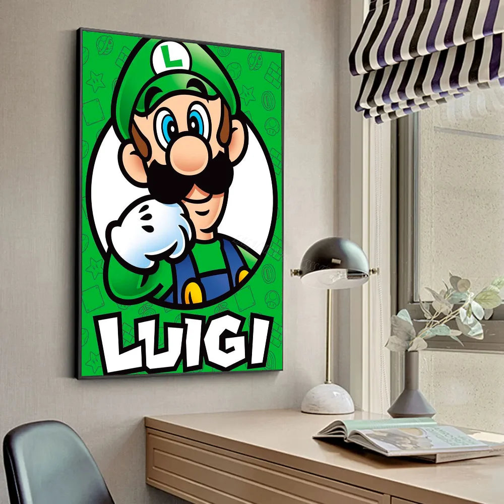 1pc Anime Game Plumber Uncle Mushroom M-Marios Poster Stickers Art Wall Murals Decor Game - KIMLUD