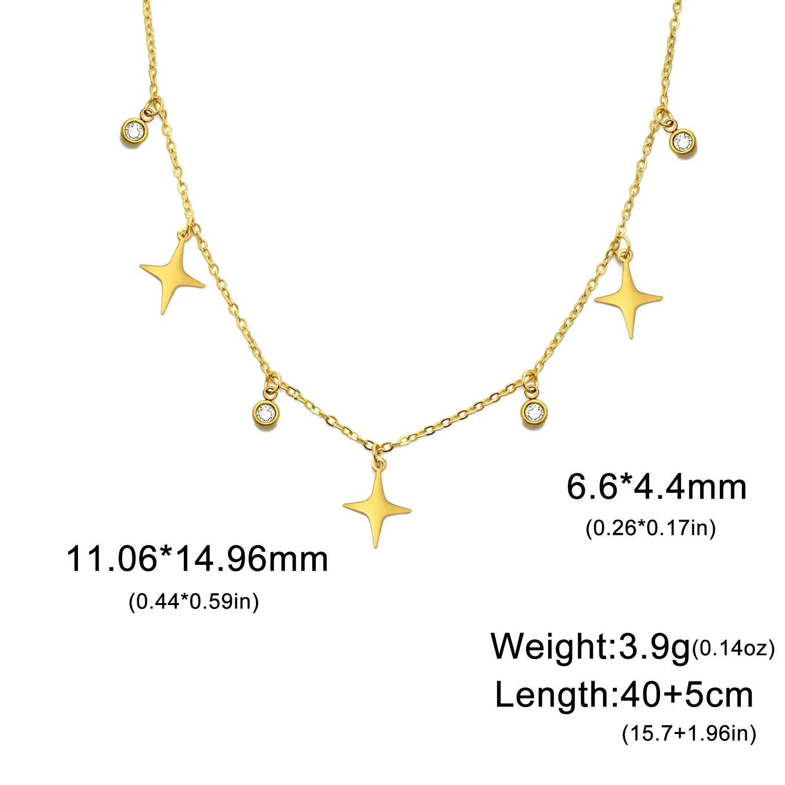 KIMLUD, North Star Clear Zircon Pendant Tassel Necklace Women Girls Stainless Steel Chain Choker Fashion Jewelry Birthday Gift Wholesale, KIMLUD Womens Clothes