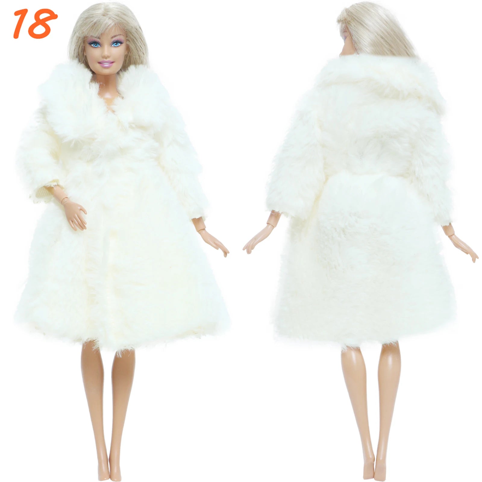 KIMLUD, Multicolor 2 Pcs/Set Long Sleeve Soft Fur Plush Coat Dress + High Heel Winter Wear Accessories for Barbie Doll Clothes Kids Toy, KIMLUD Womens Clothes