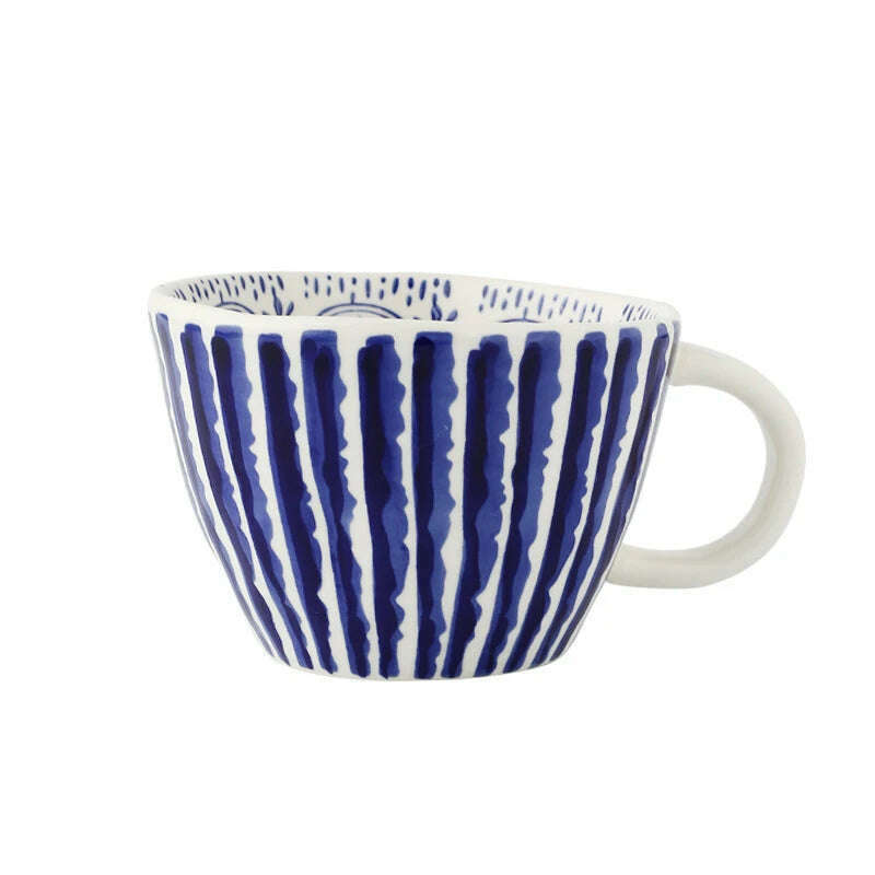 KIMLUD, A Piece Of Ceramic Mug Retro Hand-kneaded Irregular High-end Latte Coffee Breakfast Suitable For Daily Office And Home Use, blue / 301-400ml, KIMLUD Womens Clothes