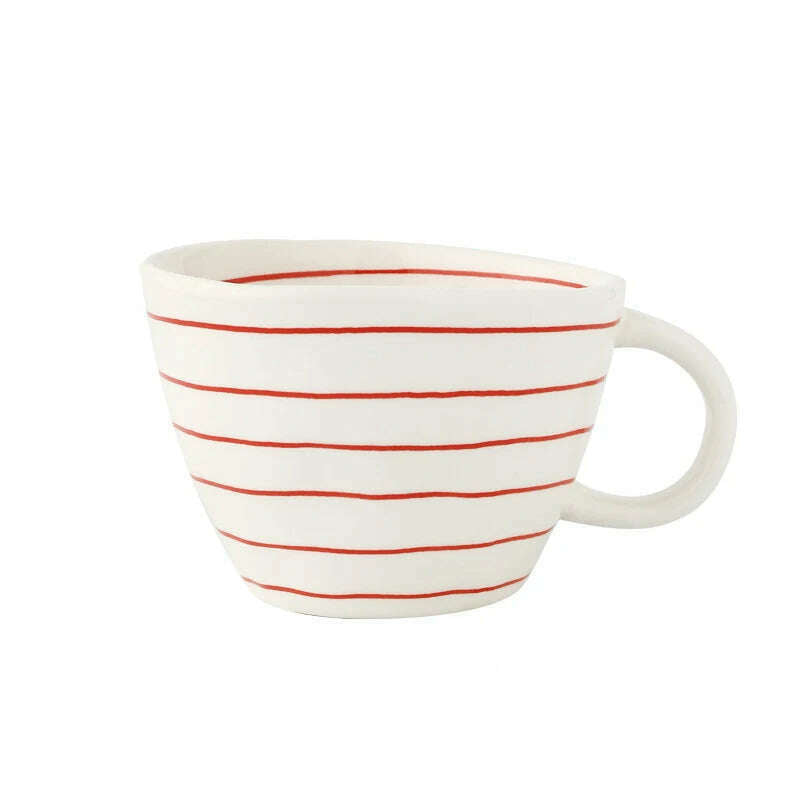 KIMLUD, A Piece Of Ceramic Mug Retro Hand-kneaded Irregular High-end Latte Coffee Breakfast Suitable For Daily Office And Home Use, red / 301-400ml, KIMLUD Womens Clothes