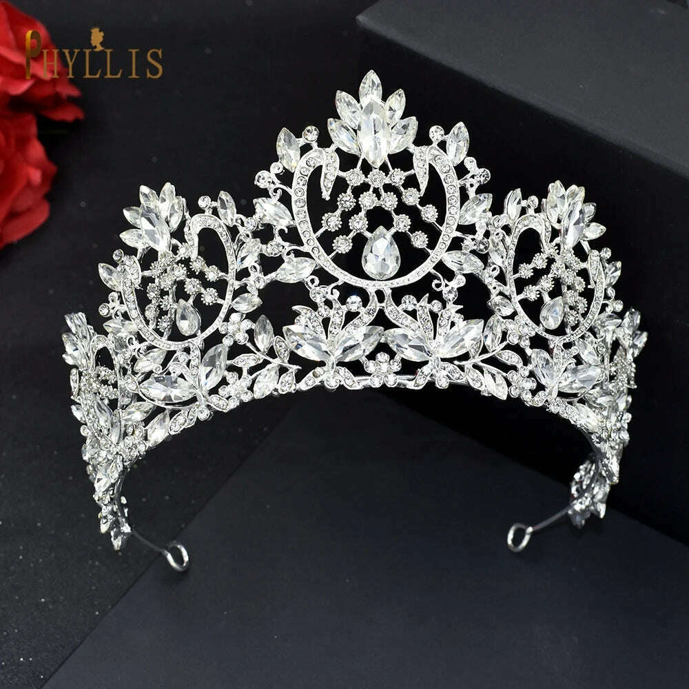 A195 Baroque Wedding Headband Crystal Bridal Crowns and Tiaras Hair Jewelry Accessories Women Rhinestone Headwears Queen Diadems - KIMLUD