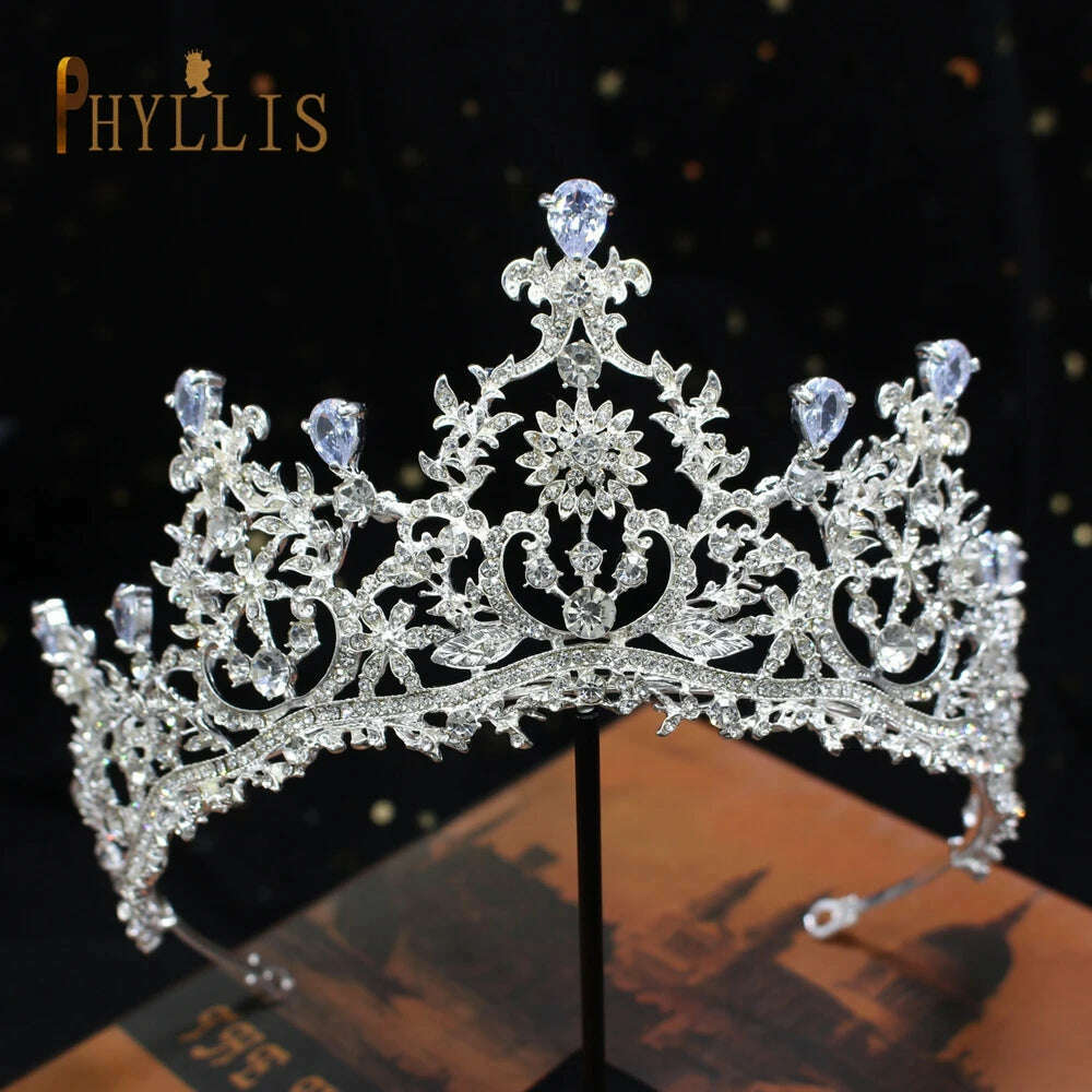 A195 Baroque Wedding Headband Crystal Bridal Crowns and Tiaras Hair Jewelry Accessories Women Rhinestone Headwears Queen Diadems - KIMLUD