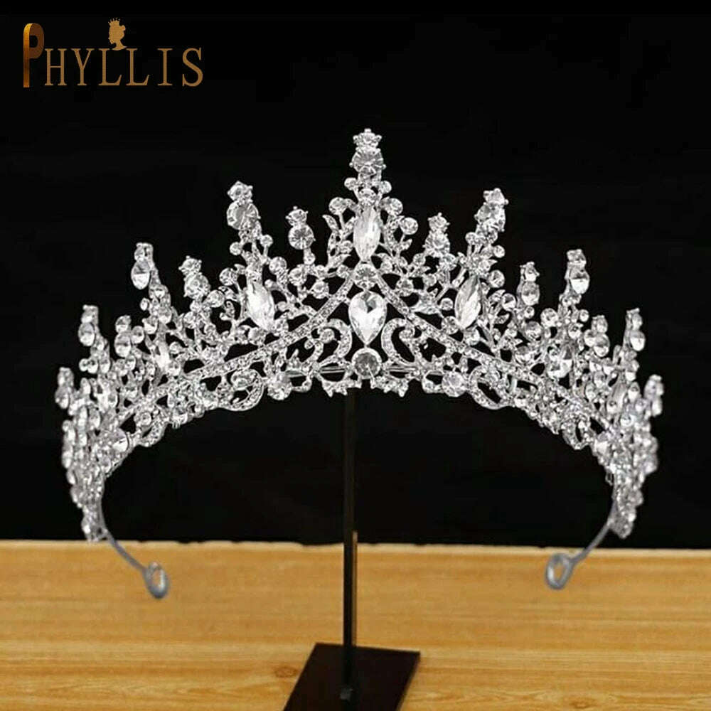 A195 Baroque Wedding Headband Crystal Bridal Crowns and Tiaras Hair Jewelry Accessories Women Rhinestone Headwears Queen Diadems - KIMLUD