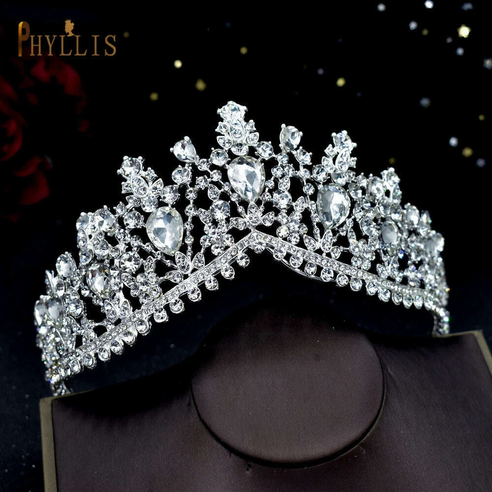 A195 Baroque Wedding Headband Crystal Bridal Crowns and Tiaras Hair Jewelry Accessories Women Rhinestone Headwears Queen Diadems - KIMLUD