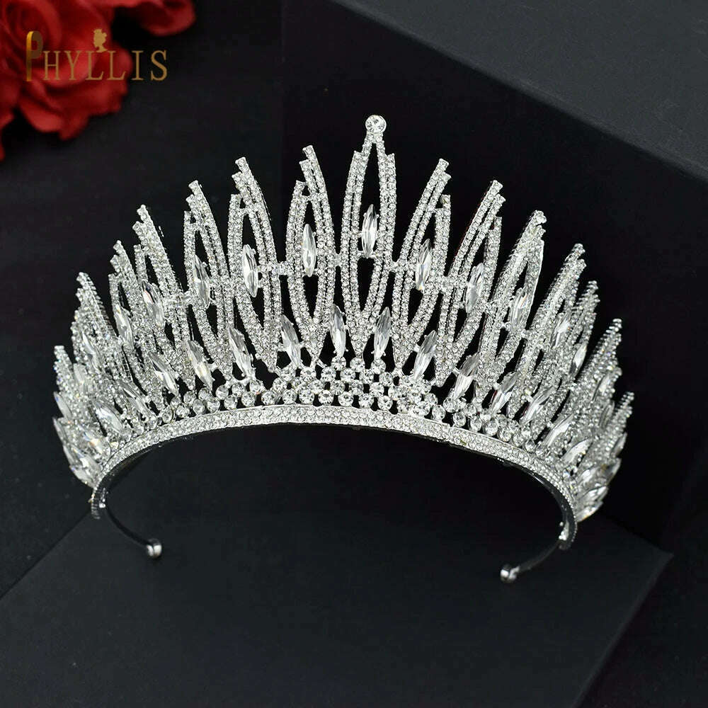 A195 Baroque Wedding Headband Crystal Bridal Crowns and Tiaras Hair Jewelry Accessories Women Rhinestone Headwears Queen Diadems - KIMLUD