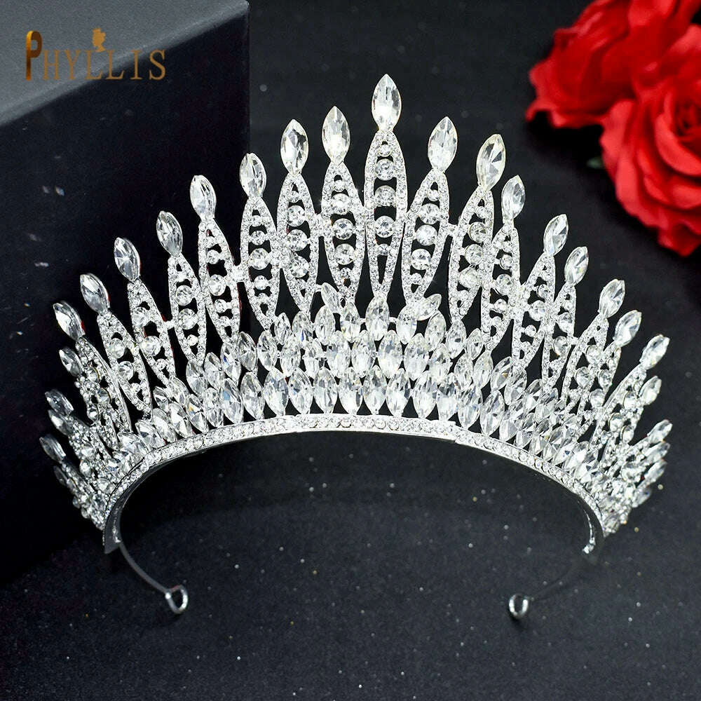 A195 Baroque Wedding Headband Crystal Bridal Crowns and Tiaras Hair Jewelry Accessories Women Rhinestone Headwears Queen Diadems - KIMLUD