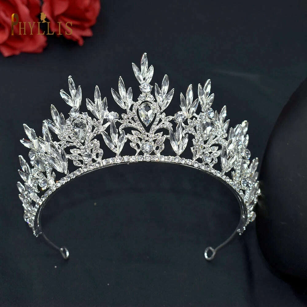 A195 Baroque Wedding Headband Crystal Bridal Crowns and Tiaras Hair Jewelry Accessories Women Rhinestone Headwears Queen Diadems - KIMLUD