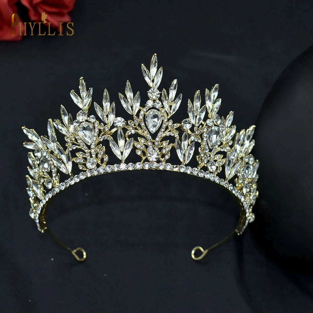 A195 Baroque Wedding Headband Crystal Bridal Crowns and Tiaras Hair Jewelry Accessories Women Rhinestone Headwears Queen Diadems - KIMLUD