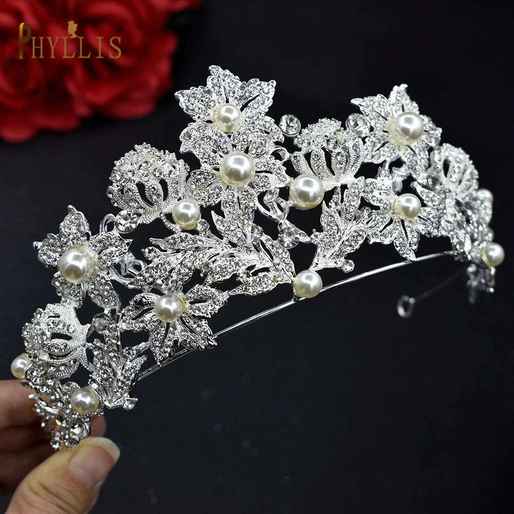 A195 Baroque Wedding Headband Crystal Bridal Crowns and Tiaras Hair Jewelry Accessories Women Rhinestone Headwears Queen Diadems - KIMLUD