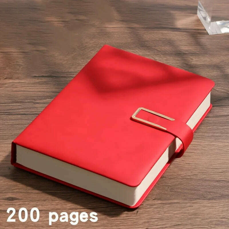 KIMLUD, A5 Thickened Deer Head Notebook Business PU Soft Leather Notepad With Horizontal Lines School Office Supplies Stationery, A5-Bright Red / 200 pages, KIMLUD APPAREL - Womens Clothes