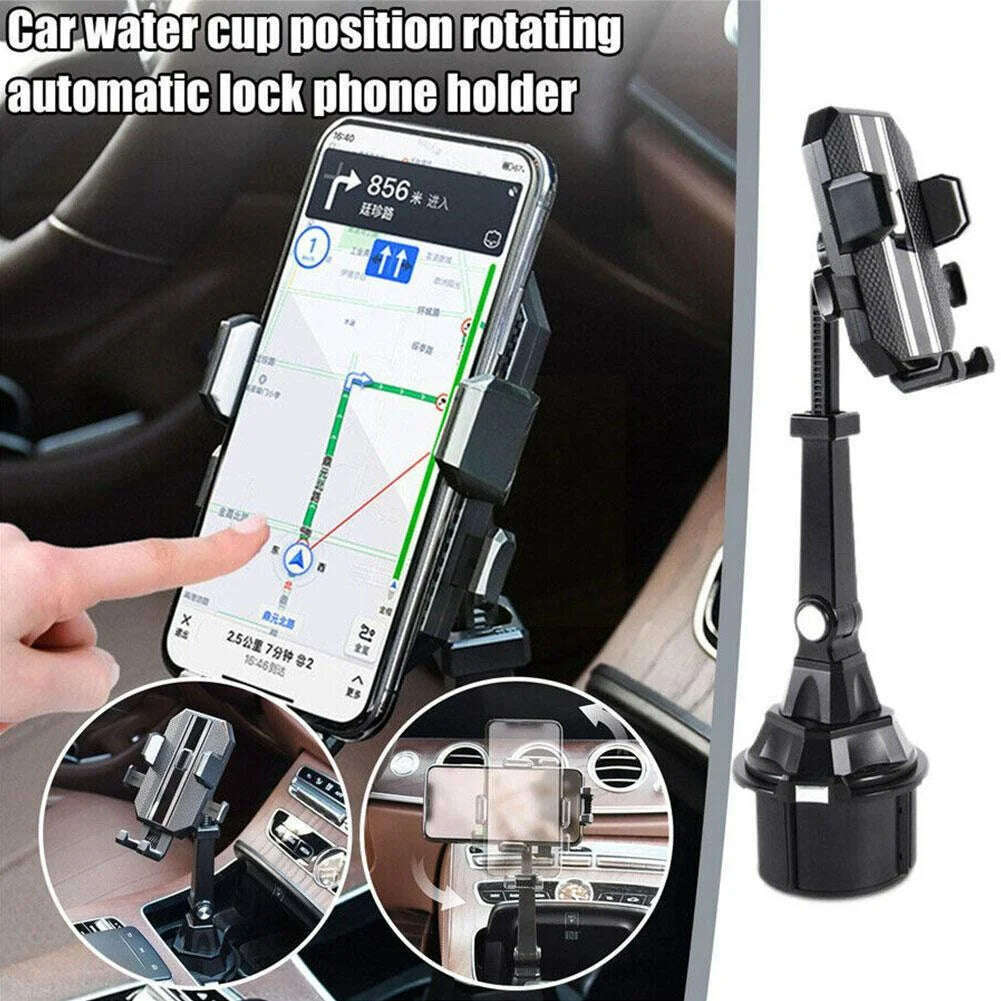 Adjustable Car Cup Holder Cellphone Mount Stand Universal Car Water Cup Holder Mobile Cell Phone Bracket Support For Iphone 13 - KIMLUD