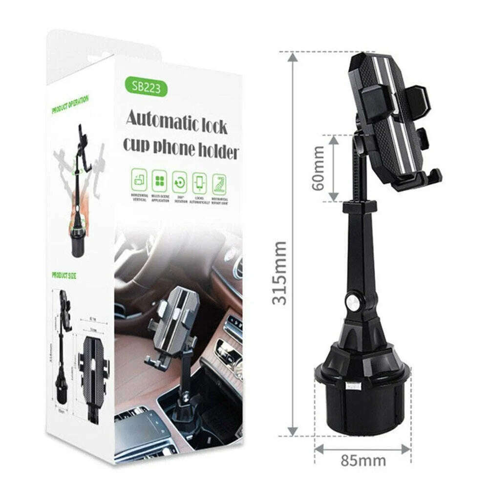 Adjustable Car Cup Holder Cellphone Mount Stand Universal Car Water Cup Holder Mobile Cell Phone Bracket Support For Iphone 13 - KIMLUD