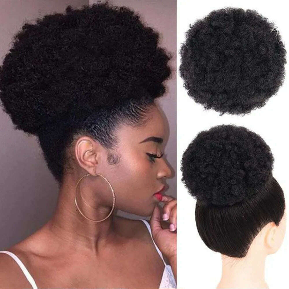 Afro Kinky Pony Tail Clip In on African Synthetic Hair Afro Puff Chignon Hairpiece For Women Drawstring Ponytail Kinky - KIMLUD