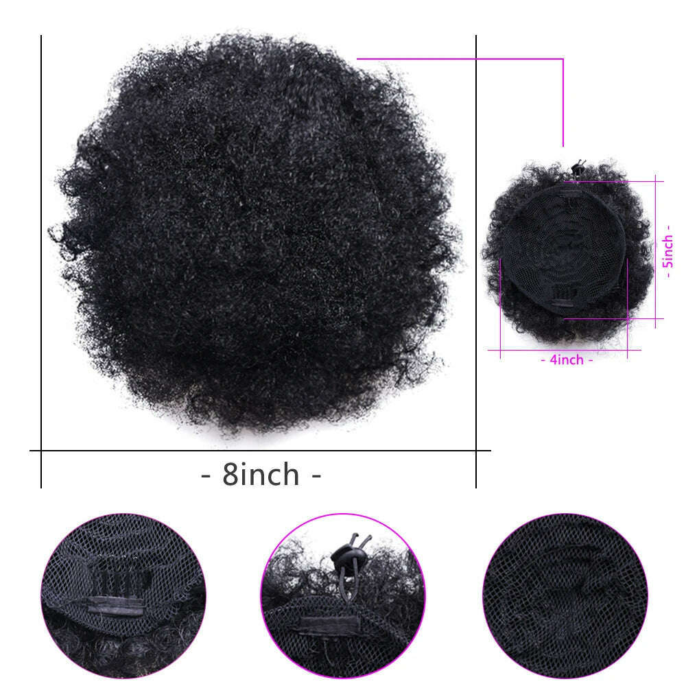 KIMLUD, Afro Kinky Pony Tail Clip In on African Synthetic Hair Afro Puff Chignon Hairpiece For Women Drawstring Ponytail Kinky, KIMLUD Womens Clothes