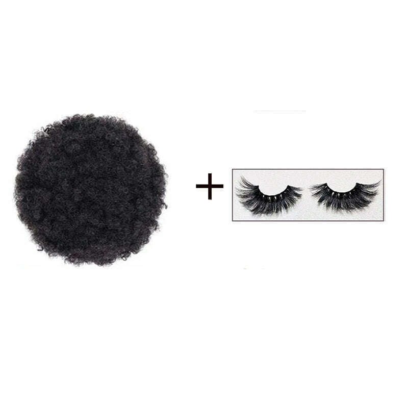 Afro Kinky Pony Tail Clip In on African Synthetic Hair Afro Puff Chignon Hairpiece For Women Drawstring Ponytail Kinky - KIMLUD