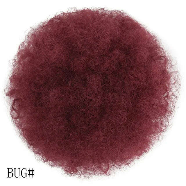 KIMLUD, Afro Kinky Pony Tail Clip In on African Synthetic Hair Afro Puff Chignon Hairpiece For Women Drawstring Ponytail Kinky, Burg, KIMLUD APPAREL - Womens Clothes