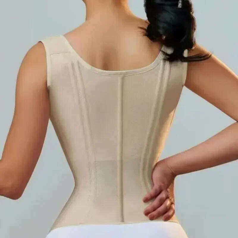 AfruliA High Compression Body Shaper for Waist Trainer Corset Modeling Belt Tank Top Tummy Control Vest Fajas Colombianas Girdle - KIMLUD