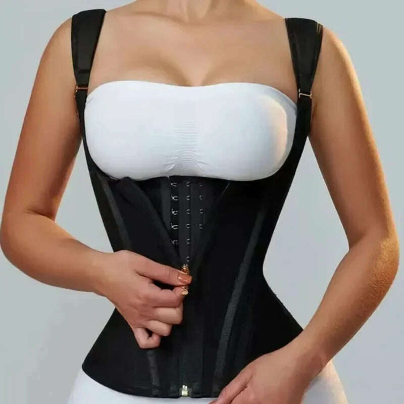 AfruliA High Compression Body Shaper for Waist Trainer Corset Modeling Belt Tank Top Tummy Control Vest Fajas Colombianas Girdle - KIMLUD