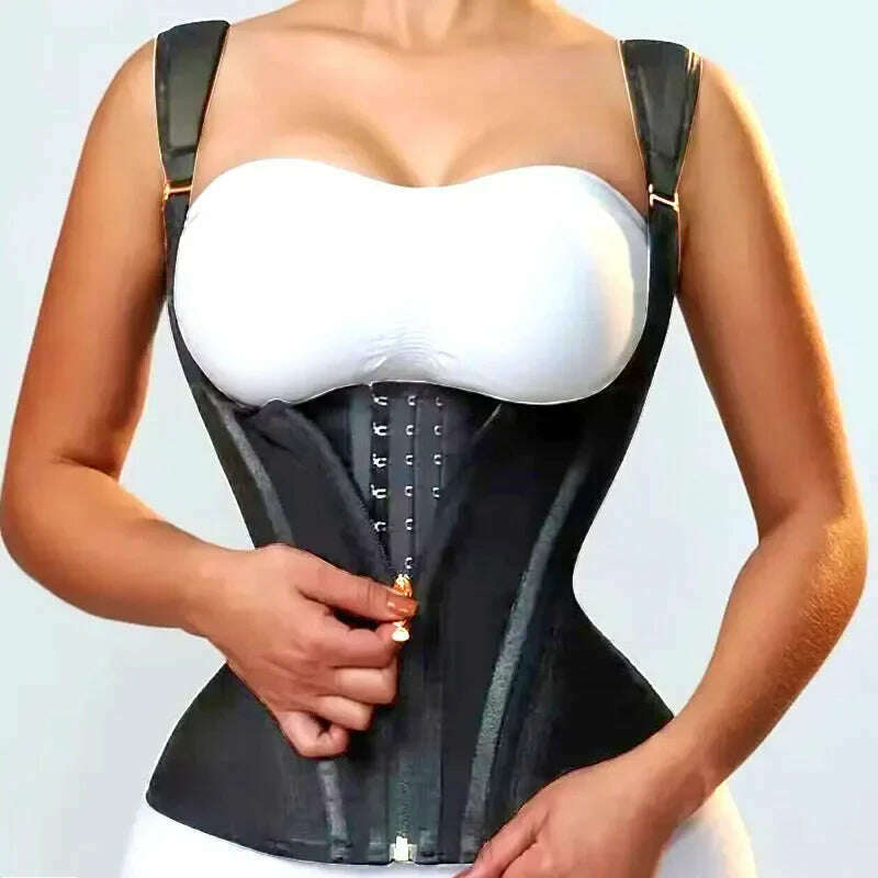 AfruliA High Compression Body Shaper for Waist Trainer Corset Modeling Belt Tank Top Tummy Control Vest Fajas Colombianas Girdle - KIMLUD