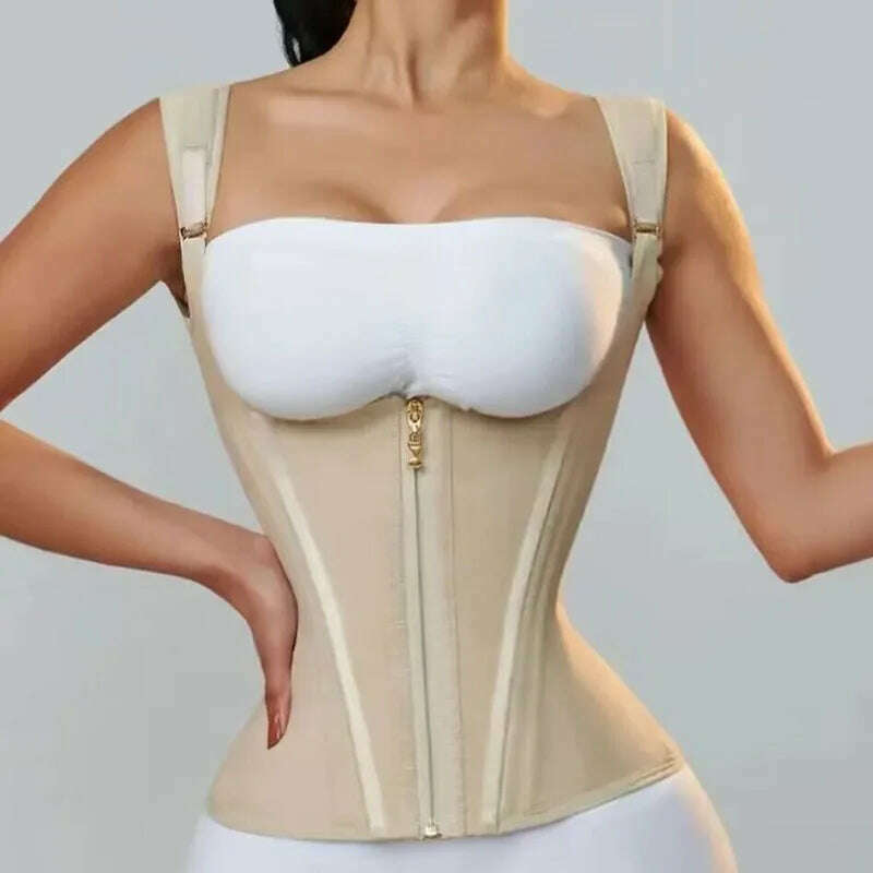 AfruliA High Compression Body Shaper for Waist Trainer Corset Modeling Belt Tank Top Tummy Control Vest Fajas Colombianas Girdle - KIMLUD