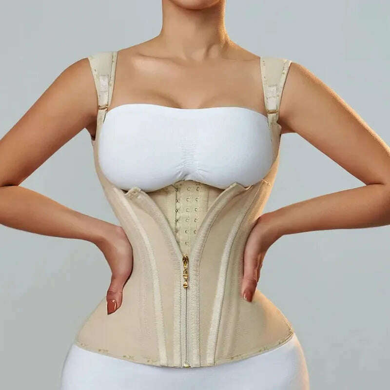 AfruliA High Compression Body Shaper for Waist Trainer Corset Modeling Belt Tank Top Tummy Control Vest Fajas Colombianas Girdle - KIMLUD