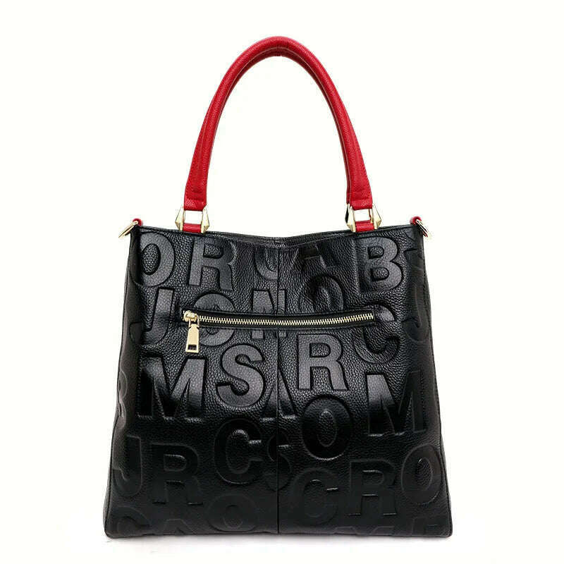 Aidrani Fashionable women's letter printed handbag made of high-quality cowhide a large capacity portable commuting bag - KIMLUD