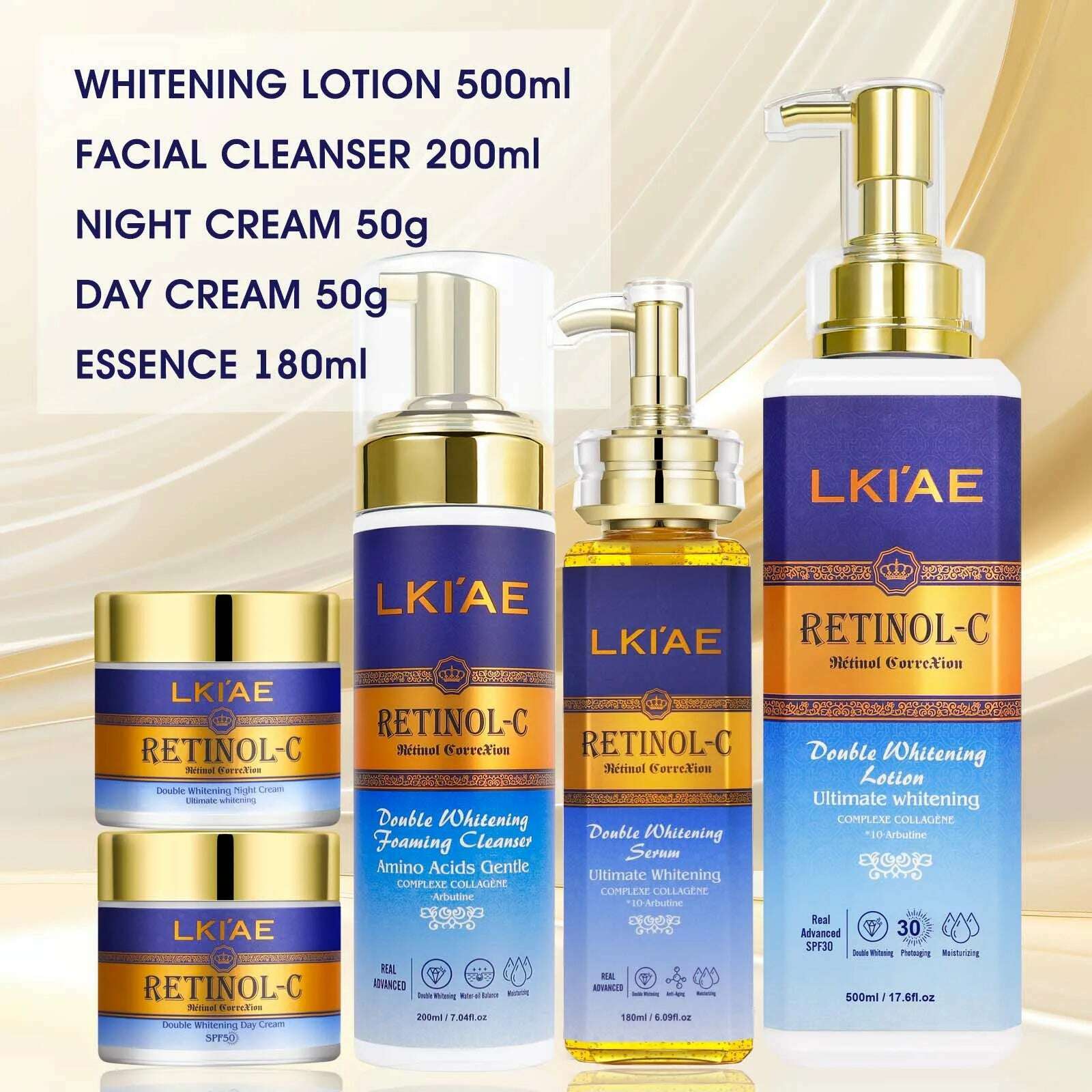 KIMLUD, ailke Lightening Skin Care Set Body Lotion Face Cream Day And Night Serum Cleanser, KIMLUD Womens Clothes