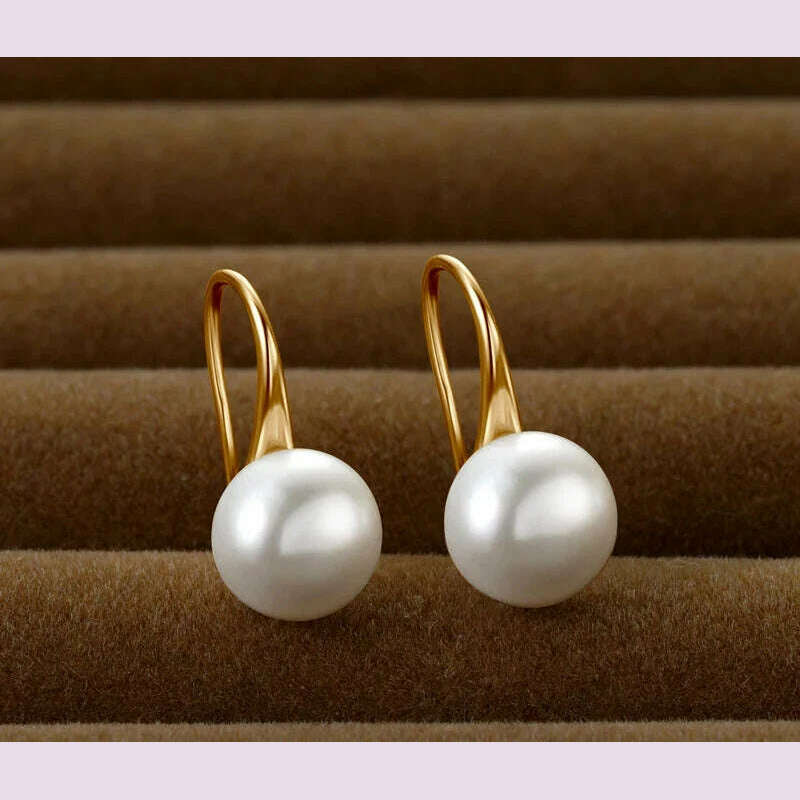 AINUOSHI 14K Gold Filled Pearls Drop Earrings 6.5-7mm Round Natural Cultured Freshwater Pearl Earrings For Women Jewelry Gift - KIMLUD