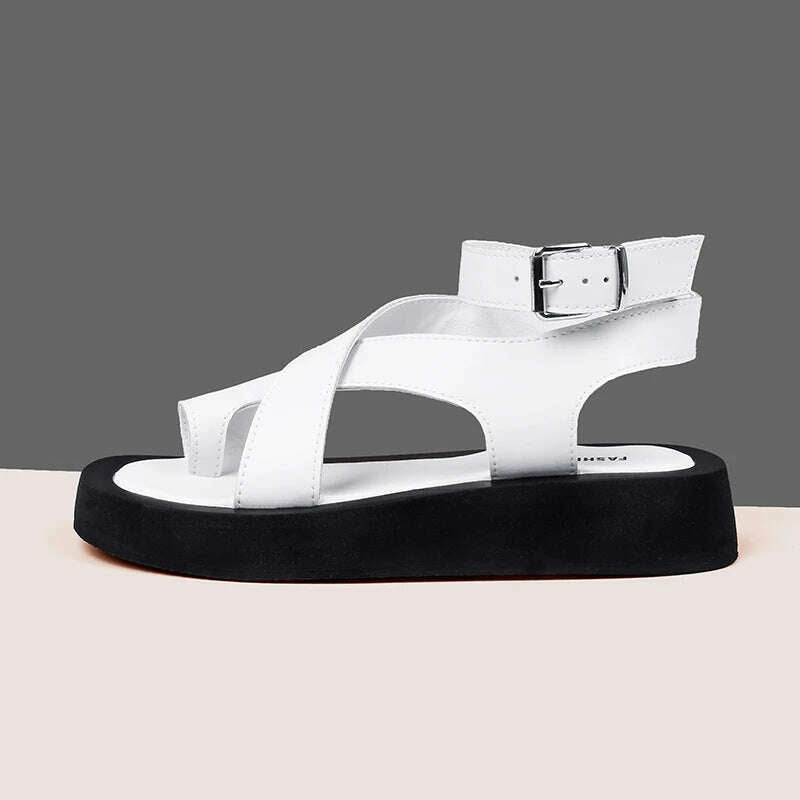 AIYUQI Sandals Women Genuine Leather 2024 Summer New Clip Toe Sandals Ladies Roman Women Shoes Muffin Sandals WHS MTO - KIMLUD